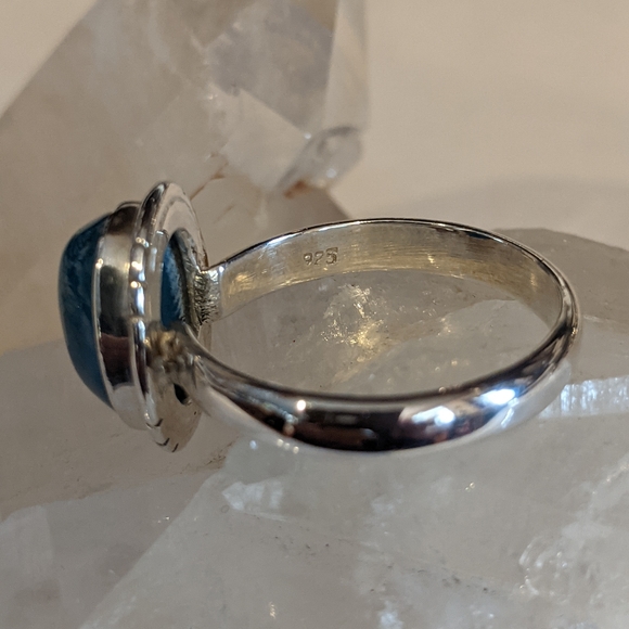 Natural Blue Apatite, 925 Silver Ring, Size 8.5 - Picture 6 of 9